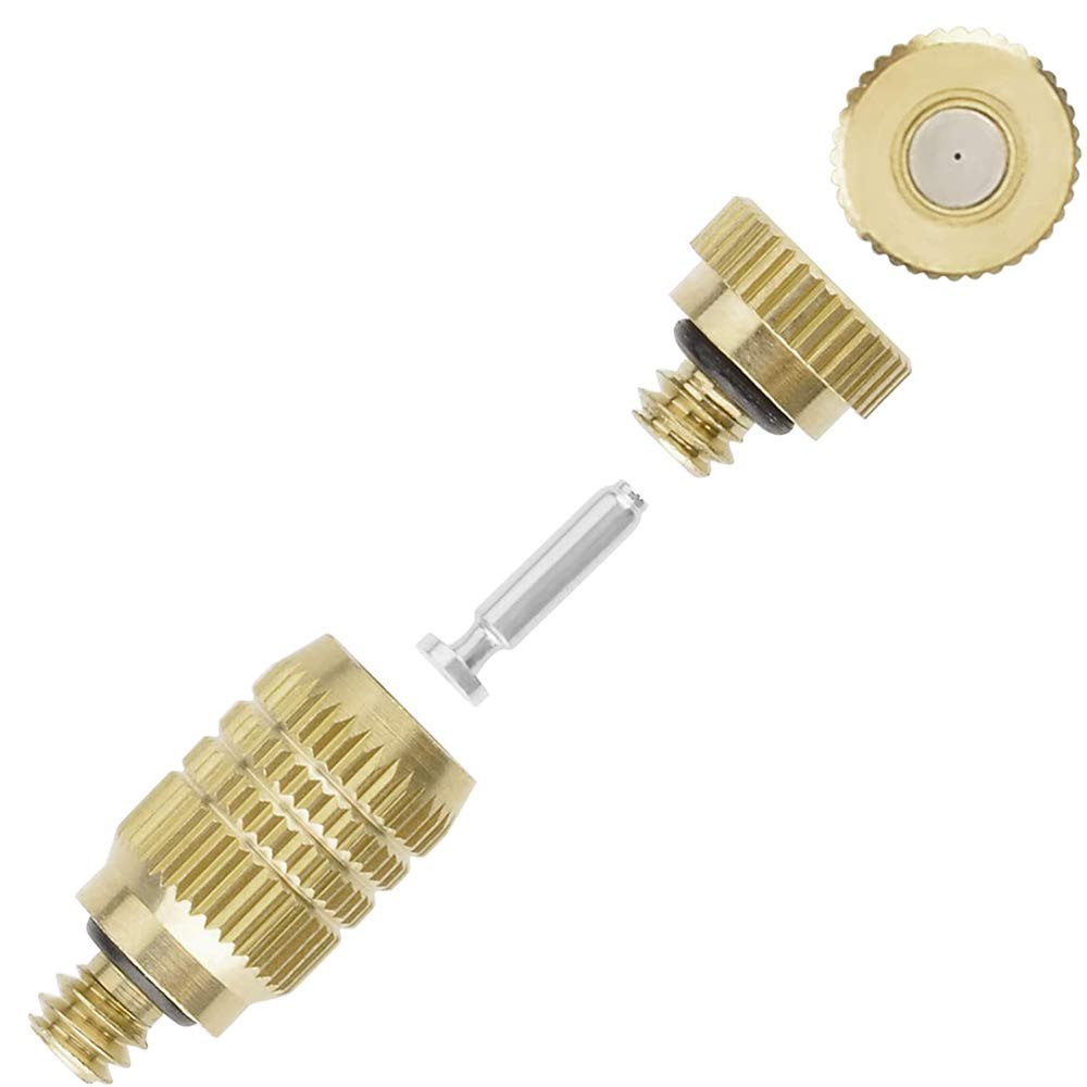 RESNSTAR brass misting nozzle 10-pack side view highlighting compact design for easy installation