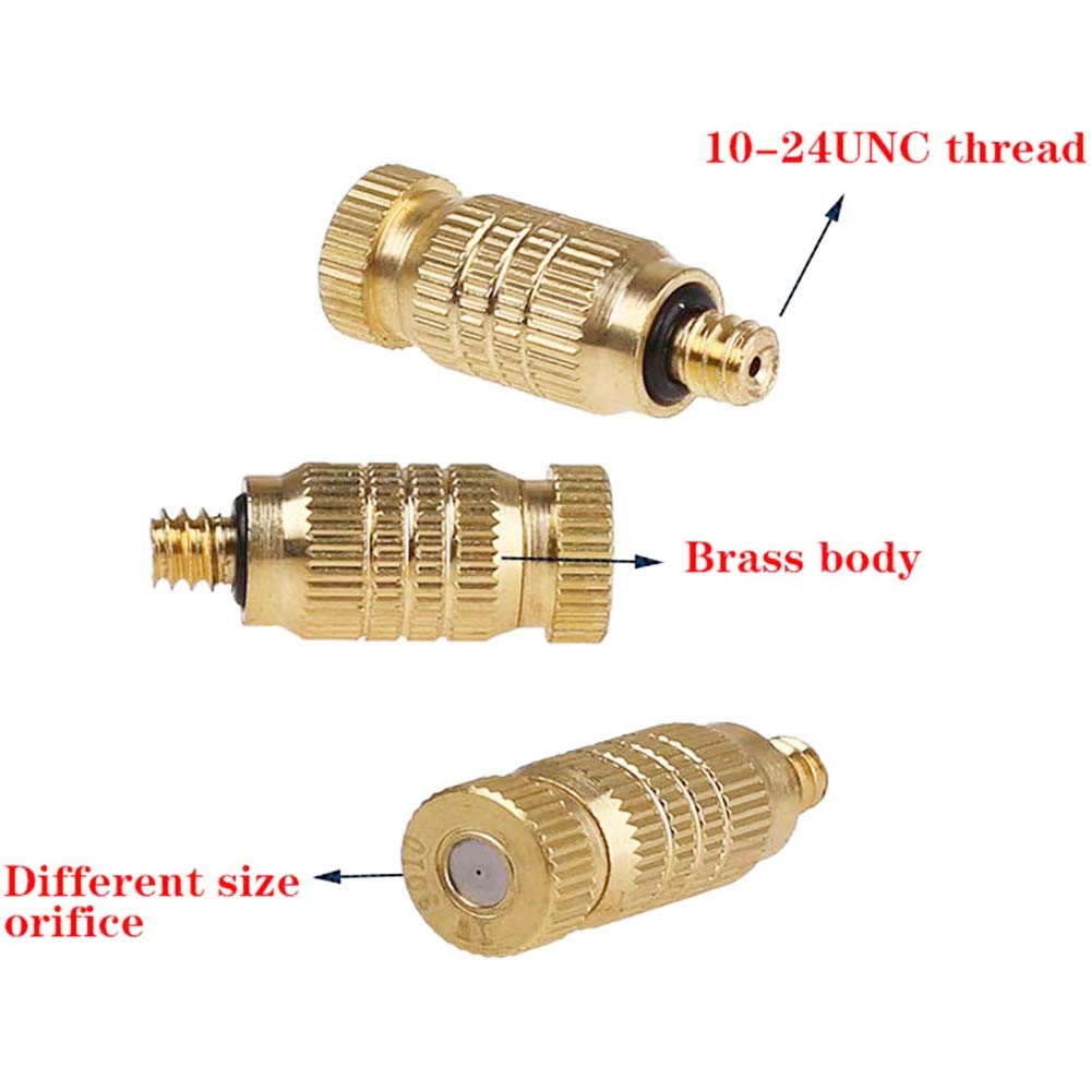RESNSTAR brass misting nozzle in garden setup demonstrates effective outdoor cooling