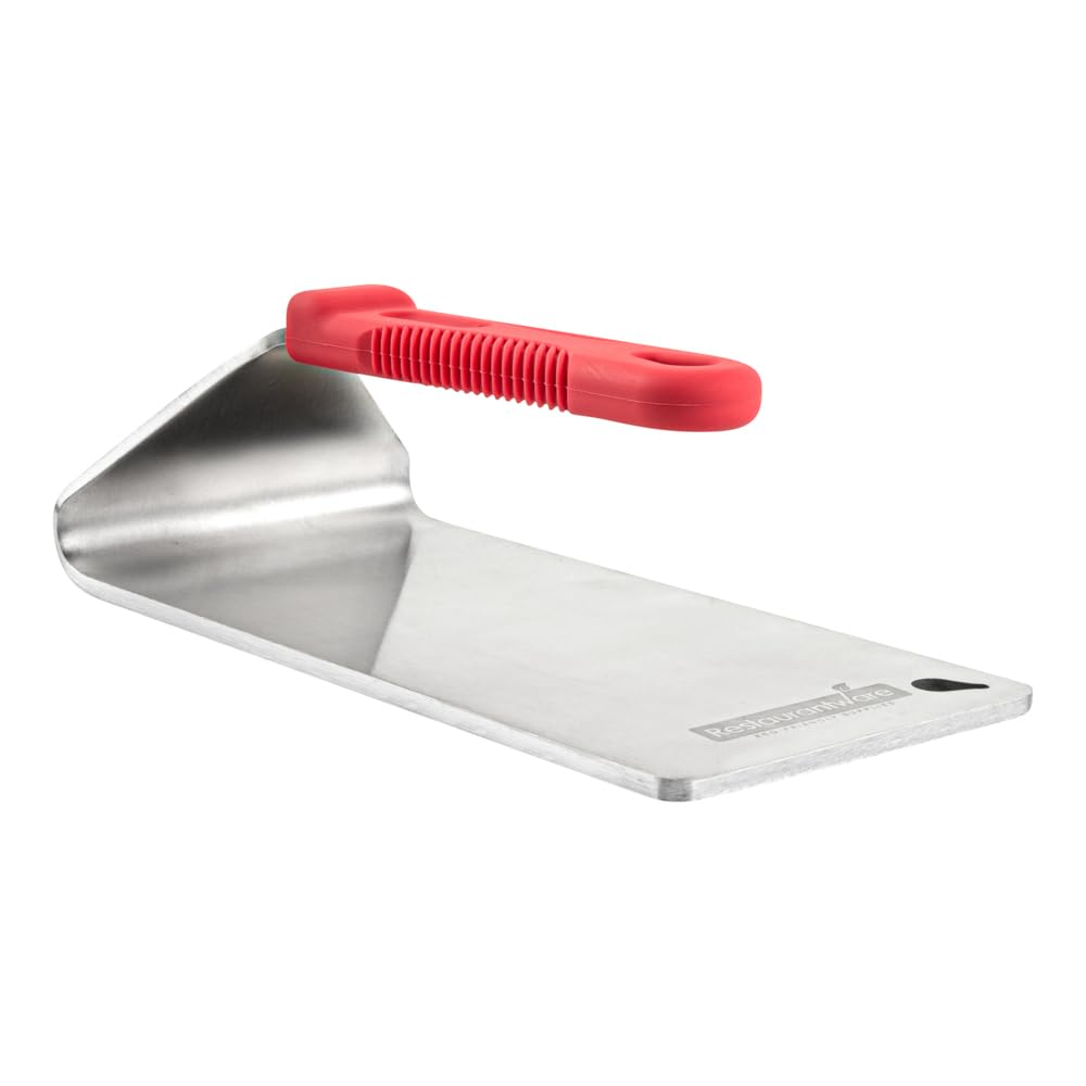 Restaurantware Met Lux steak press weighs 2.8 pounds with dimensions 8.5 x 4.3 inches.