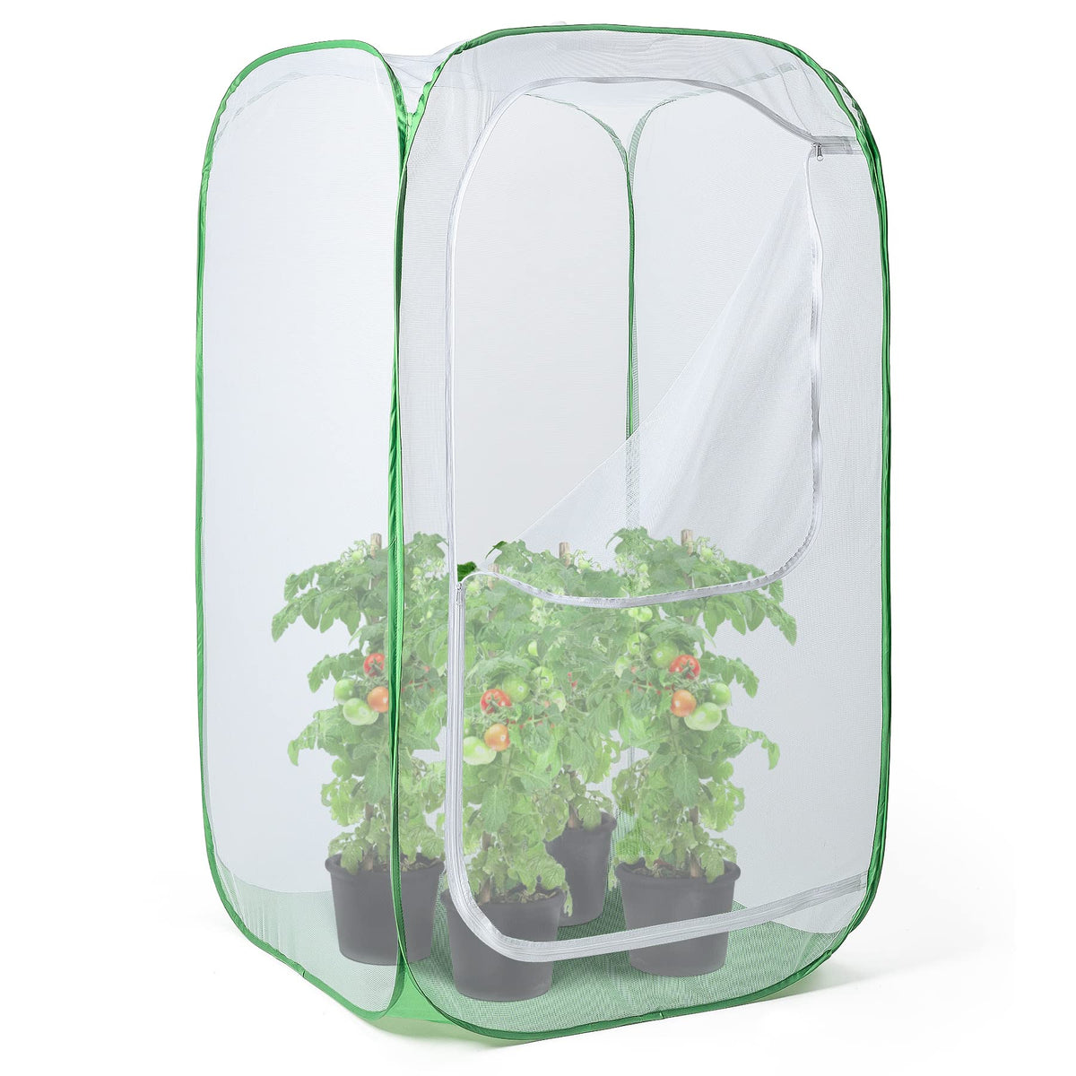 RESTCLOUD 48-inch mesh enclosure front view, pest guard for garden crops