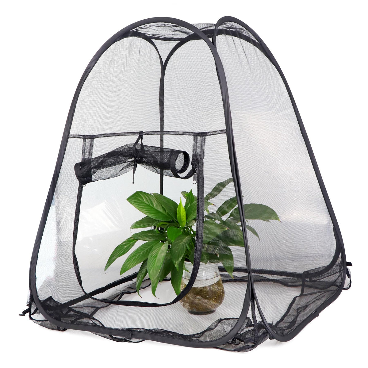 RESTCLOUD mesh plant cover pest-guard in garden bed provides pest protection.