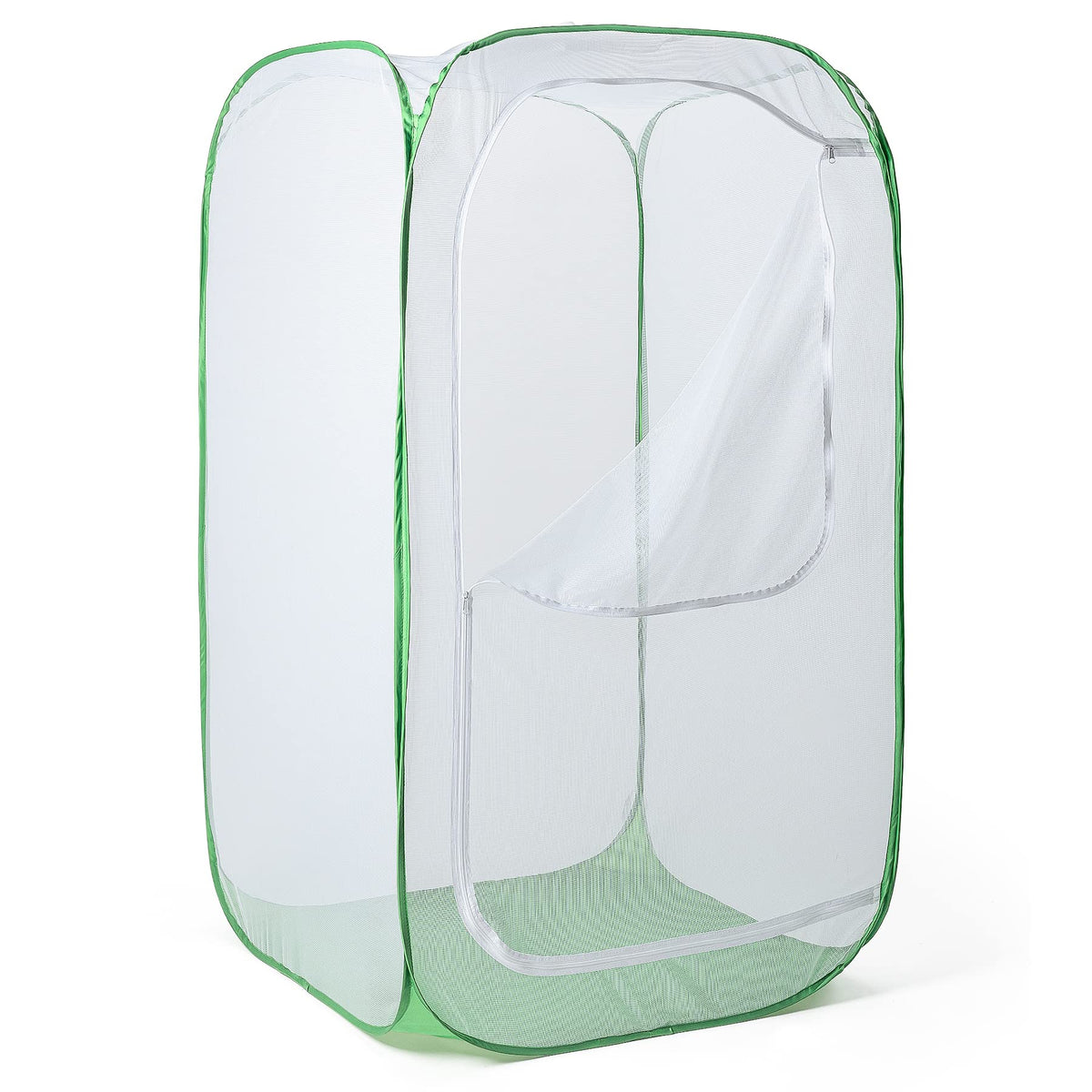 RESTCLOUD outdoor mesh plant enclosure side view, quick setup for garden crops