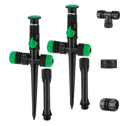 Restmo above-ground sprinkler assembly for flexible lawn watering