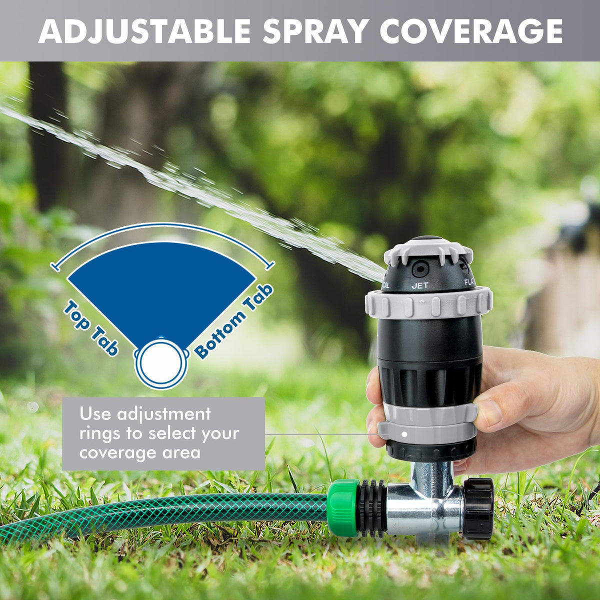 RESTMO Gear Drive Sprinkler Cone pattern covers mid-range zones with broad reach.