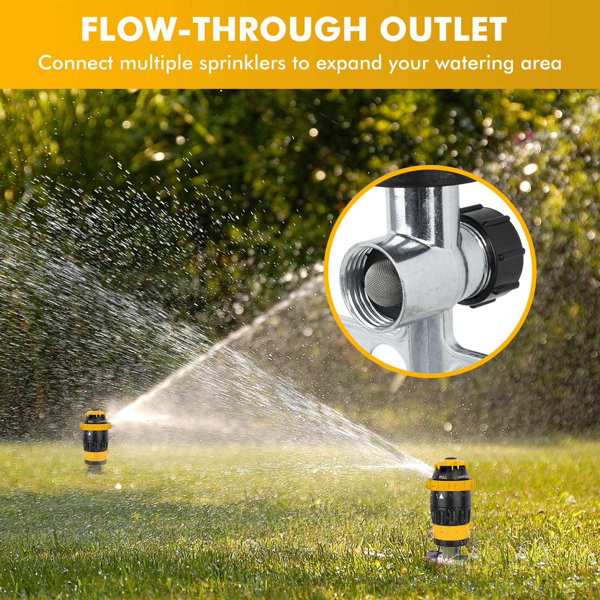 Restmo Gear Drive Sprinkler coverage up to 50 feet diameter