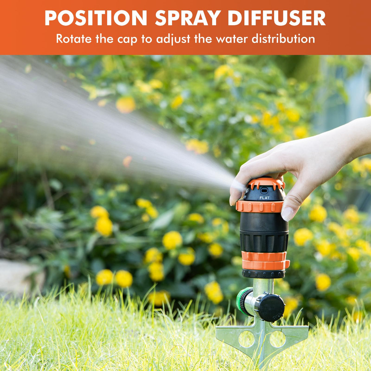 Restmo Gear Drive Sprinkler full 360° coverage for large lawns.