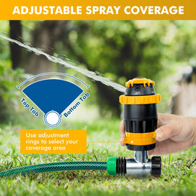 Restmo Gear Drive Sprinkler full pattern irrigates broad lawns