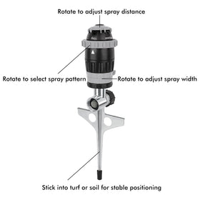 RESTMO Gear Drive Sprinkler Jet pattern for precise irrigation across beds.
