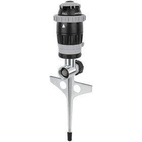 RESTMO Gear Drive Sprinkler with metal spike base—stable ground placement for even coverage.