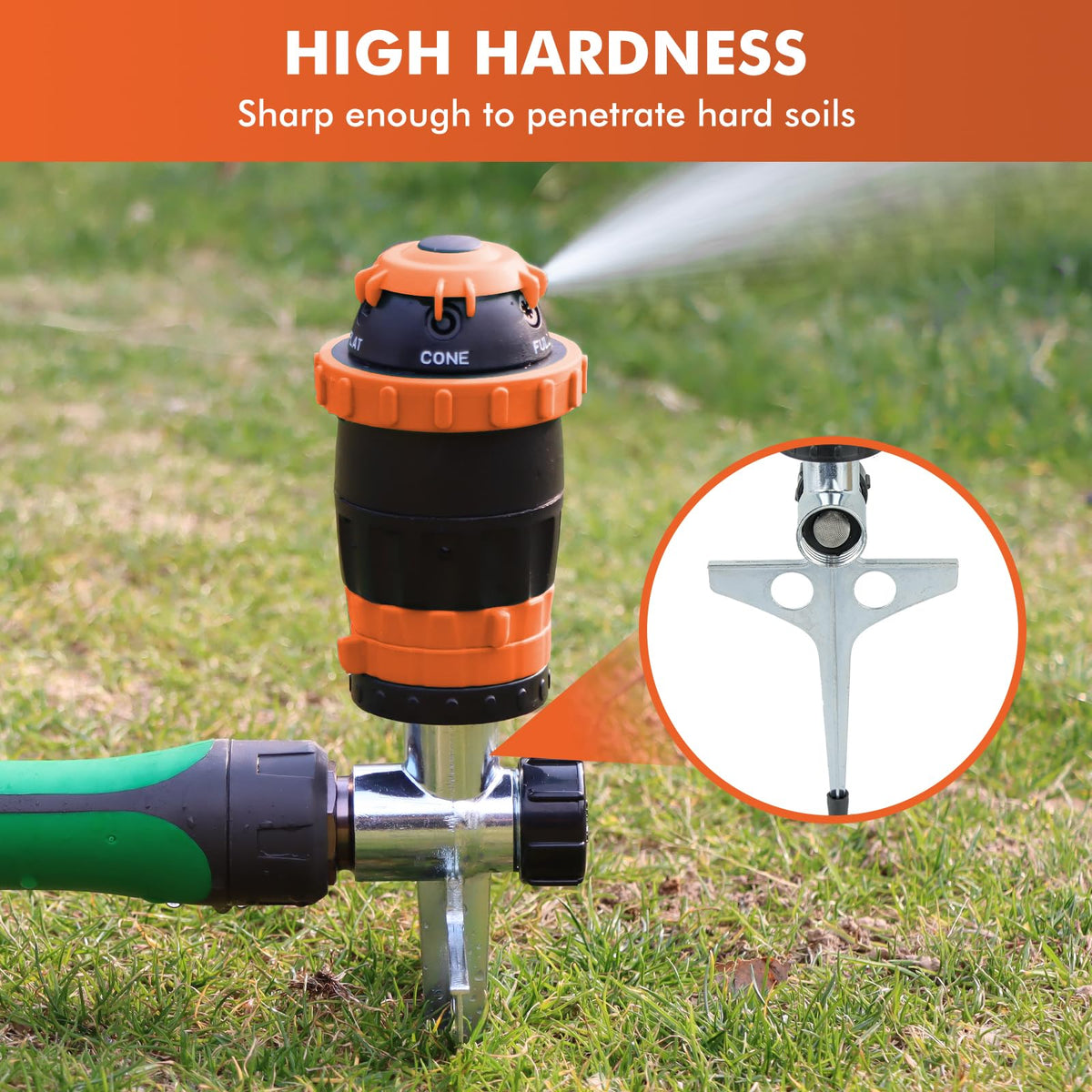 Restmo Gear Drive Sprinkler series-connect option to expand irrigation.