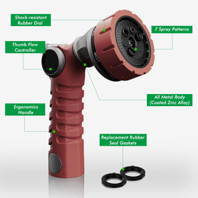 Restmo 7-pattern dial showing versatile spray options for watering and cleaning