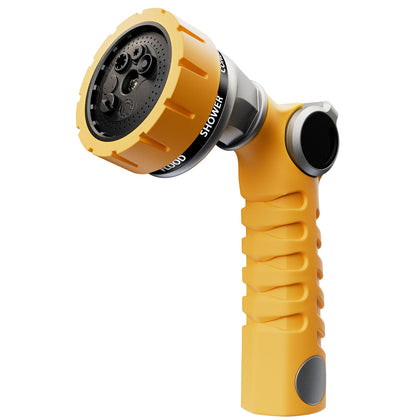 Restmo heavy-duty hose nozzle with metal body for durable garden use.