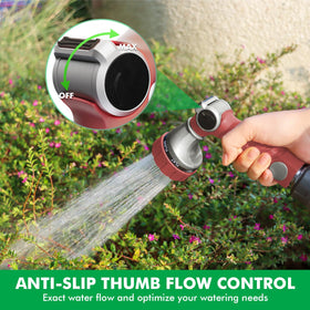 Restmo nozzle with thumb control for one-finger operation