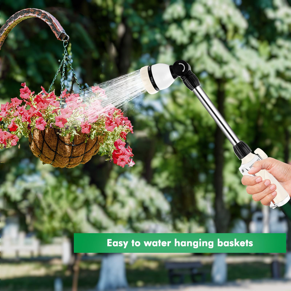 Restmo non-slip grip reduces hand fatigue during prolonged watering.