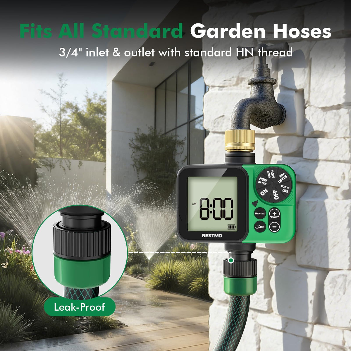 Restmo outdoor irrigation timer ideal for gardens and lawns