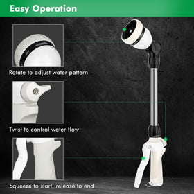 Restmo seven spray patterns dial for versatile watering and cleaning tasks.