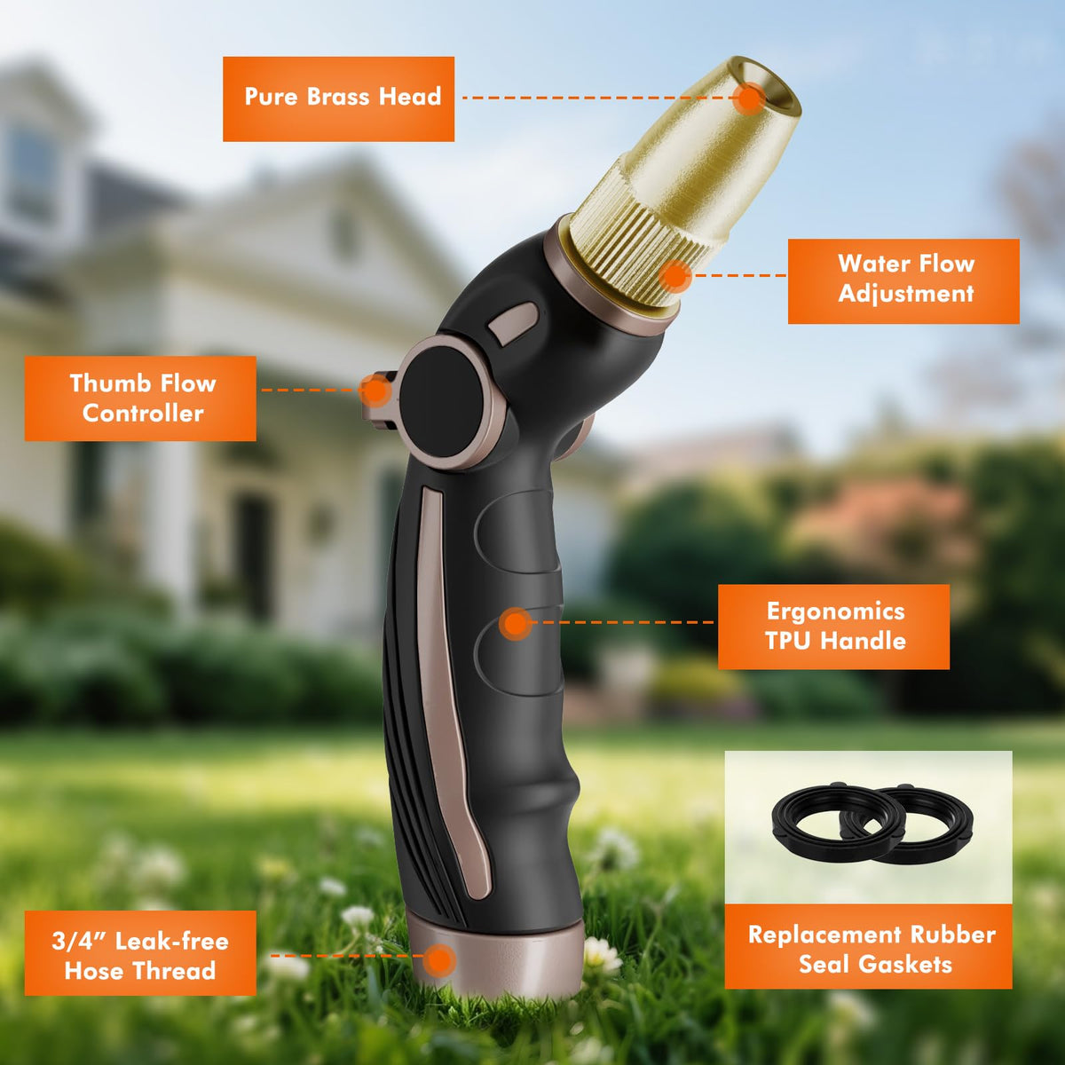 Restmo thumb-control hose sprayer enabling easy flow adjustments