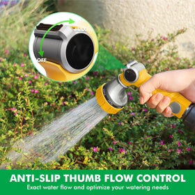 Restmo thumb-control spray allows one-finger operation.