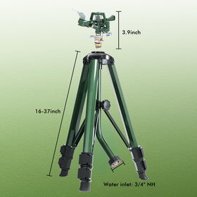 Restmo tripod base zinc impact sprinkler with adjustable height for tall plants.