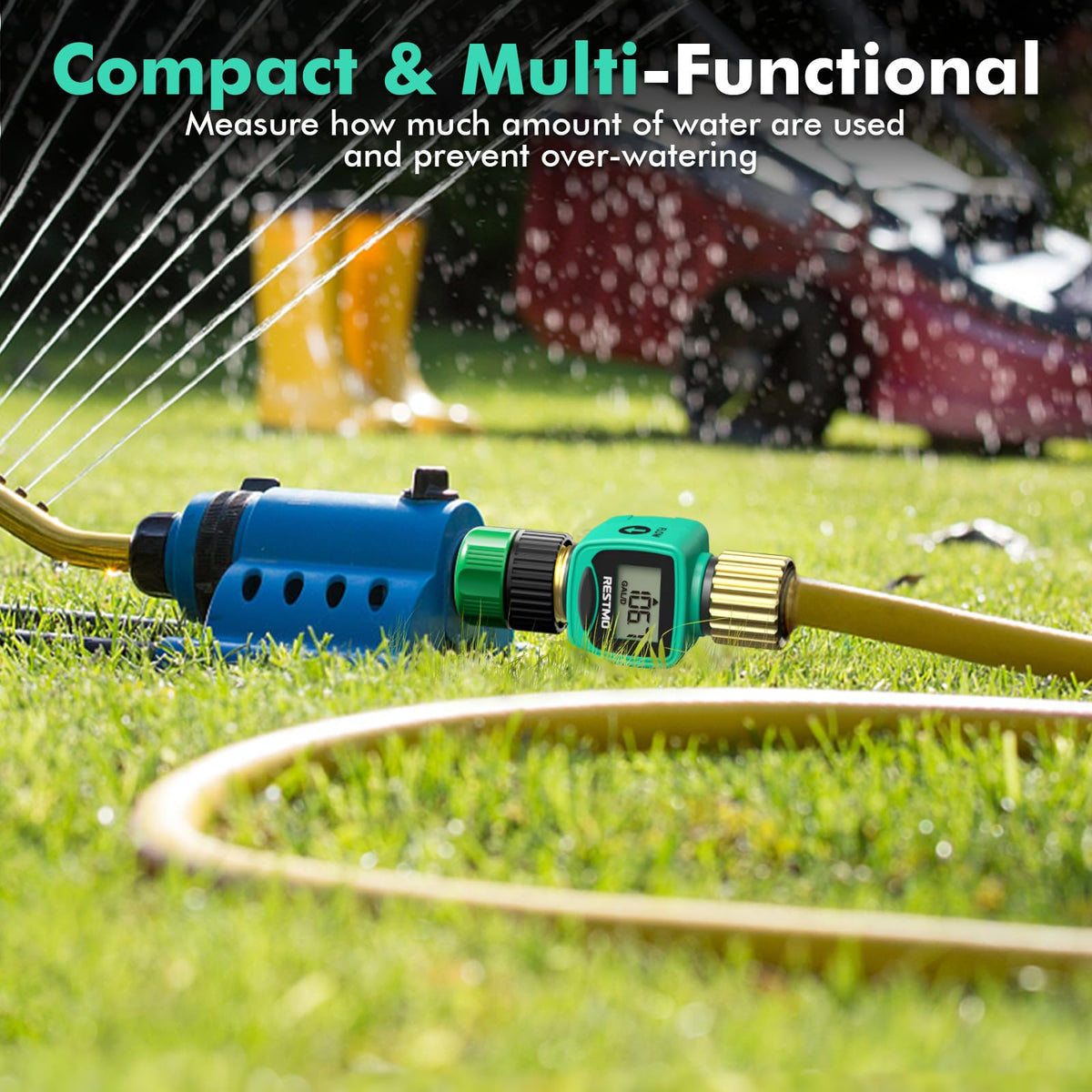 Restmo 360-degree inlet allows flexible hose connections.