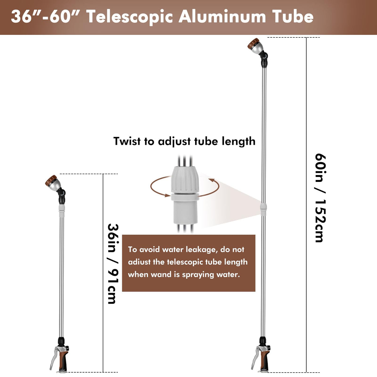 RESTMO 180-degree head enables precise watering on tall plants