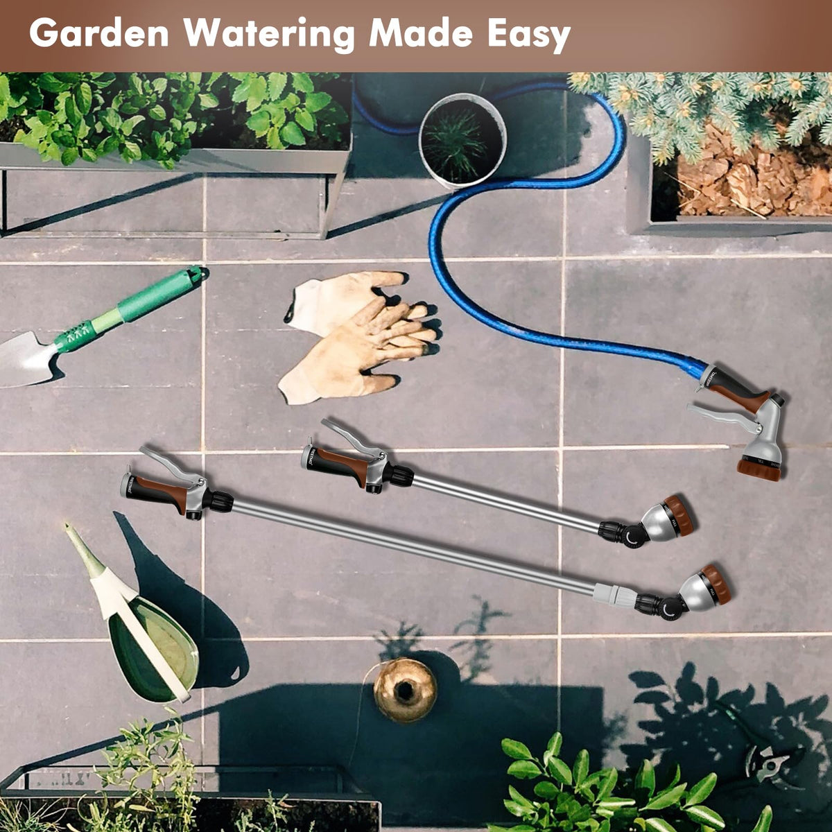 RESTMO ergonomic soft-TPU grip reduces hand fatigue during watering