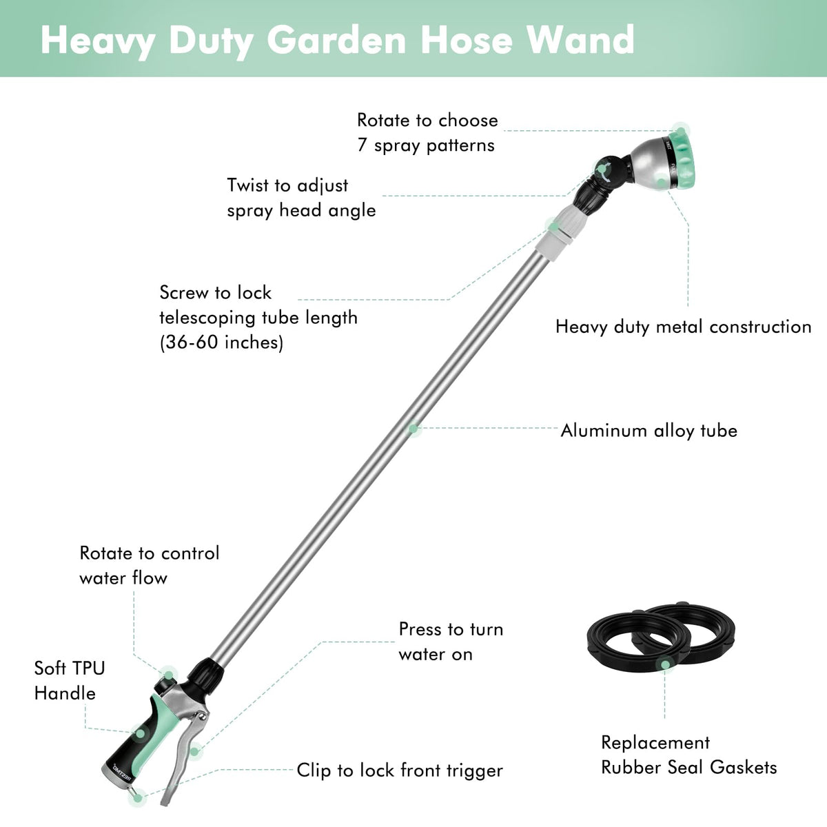 Restmo metal body watering wand resists rust during outdoor use