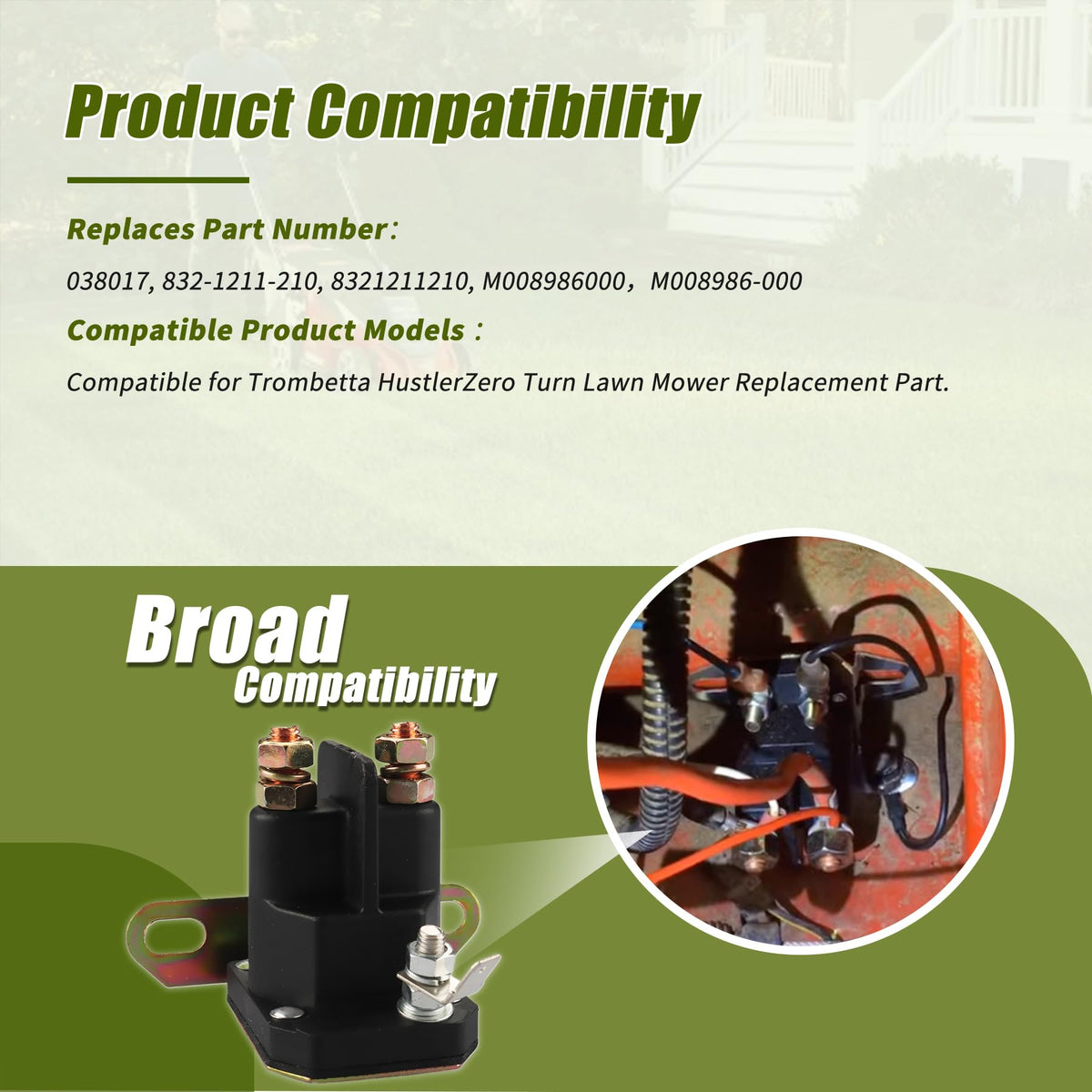Retepif copper-cadmium contact in solenoid provides durable electrical path for mowing sessions.
