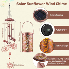 Retisee wind chime for indoor or outdoor display, solar glow at dusk.