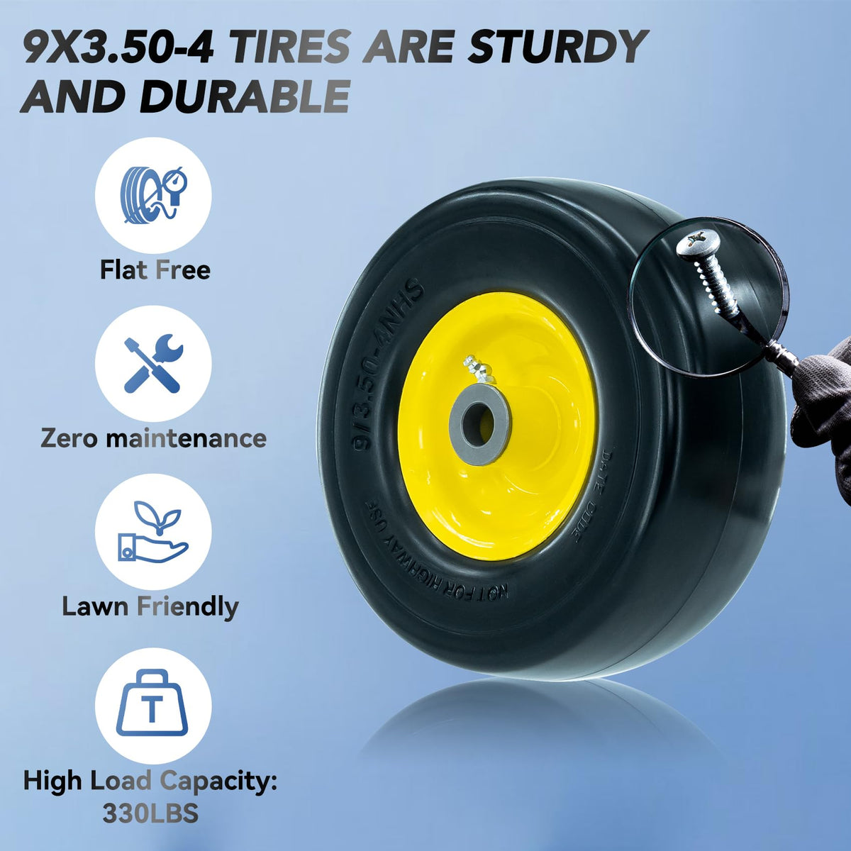 RETOTLA flat-free tire in use on zero-turn mower supports smooth, maintenance-free mowing