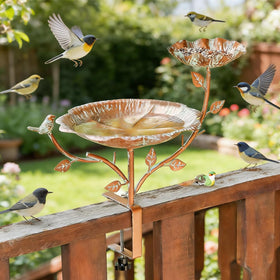 Retrome antique-style bird bath adds garden elegance and charm.