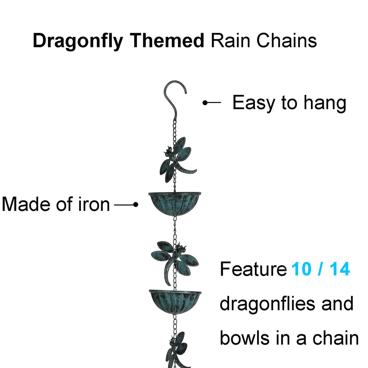 Retrome rain chain textured bowls capture and direct water flow.