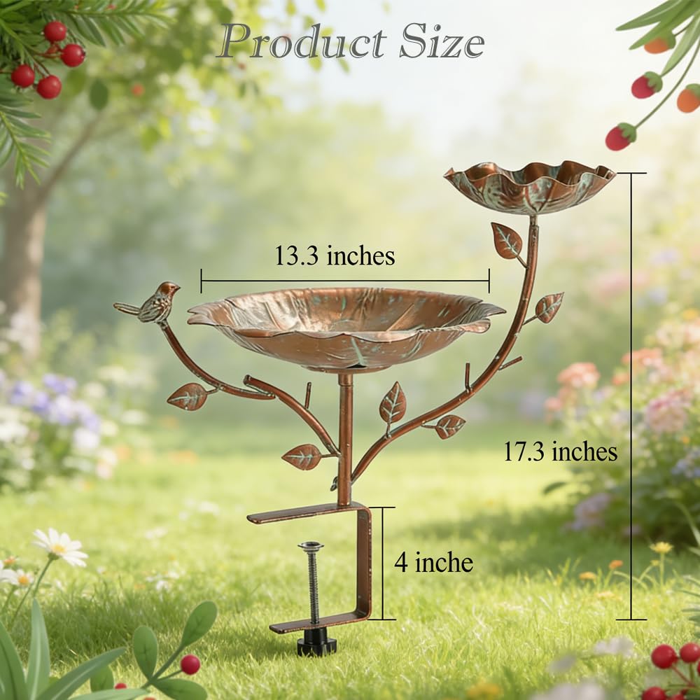 Retrome rail-mounted bird bath simplifies outdoor setup on any railing.