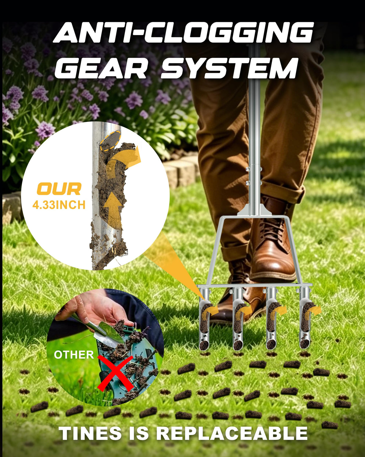 RETRUE deep-penetrating tines create channels for water and nutrients.