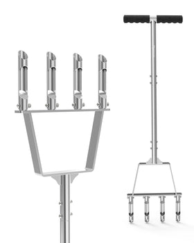 RETRUE manual core aerator with four-tine assembly for precise soil cores.