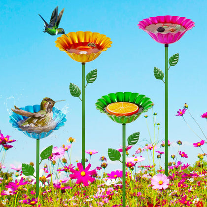 Retyion bee water station with a 5.32-inch flower design attracts bees to land