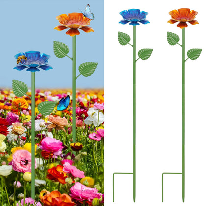 Retyion bee watering station with flower-butterfly design for garden pollinators