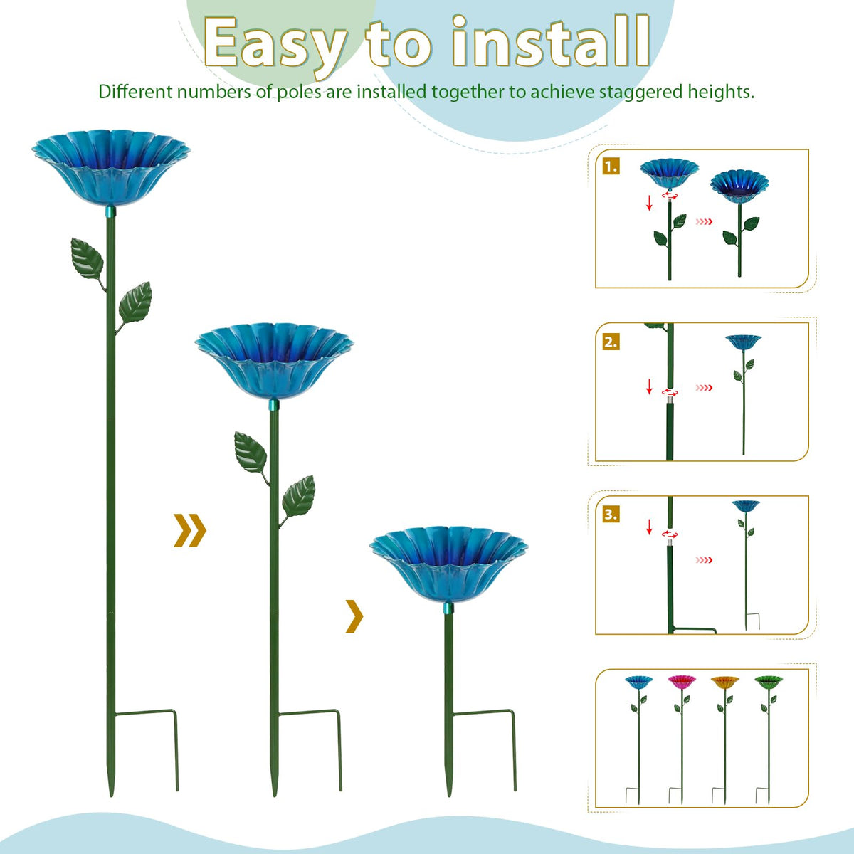 Retyion garden bird bath adds charm and supports pollinators outdoors