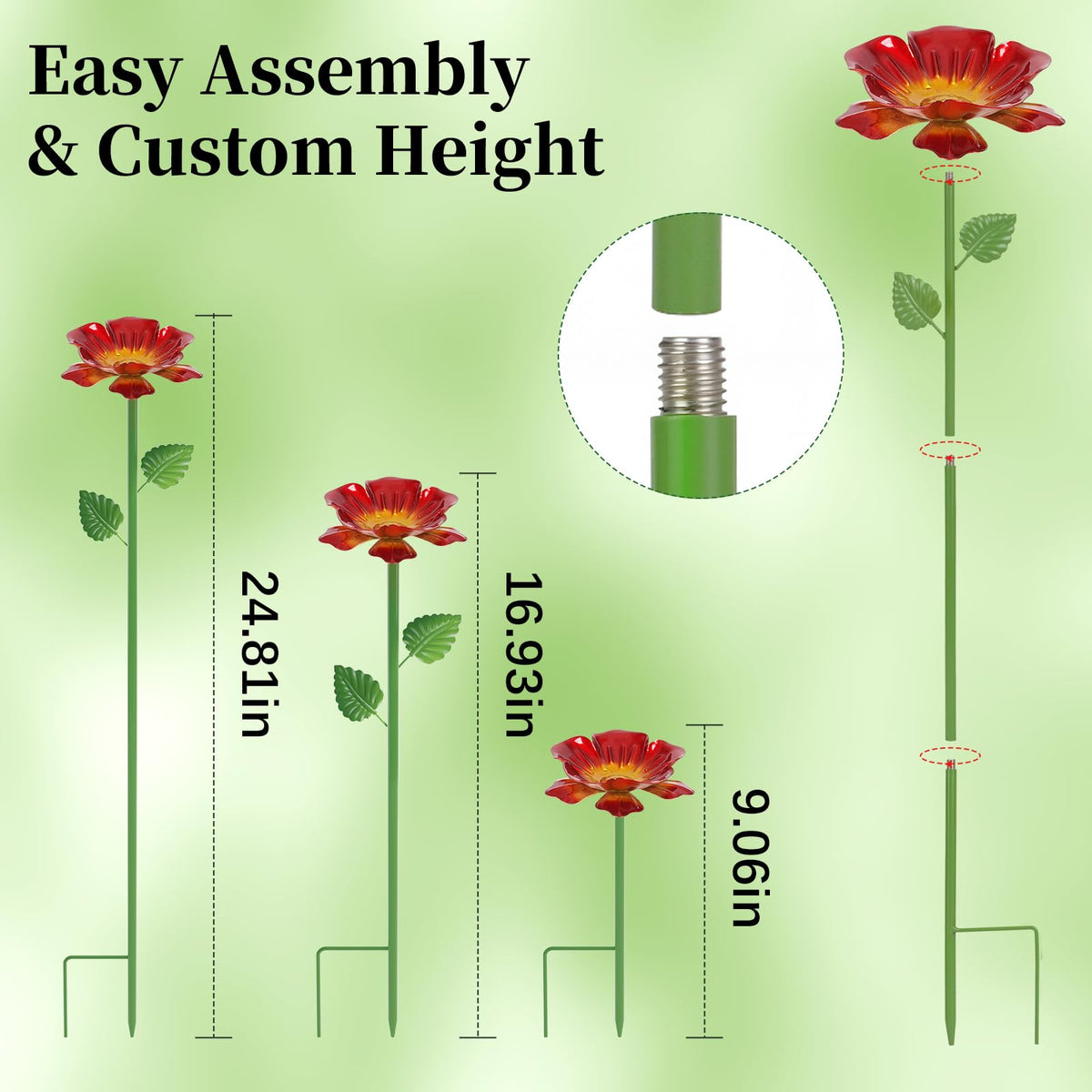 Retyion flower feeder assembly showing screw-attached construction