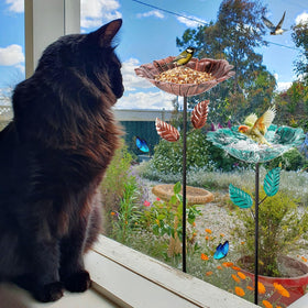 Retyion flower-inspired design doubles as a bird feeder and garden decor.
