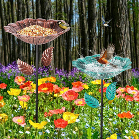 Retyion small bird bath 10.63-inch bowl supports easy bird hydration.