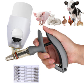 ReuVibk 5ML Livestock Syringe Gun with bottle attachment for efficient vaccination.