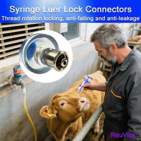 ReuVibk luer connection lock helps prevent leaks during administration.