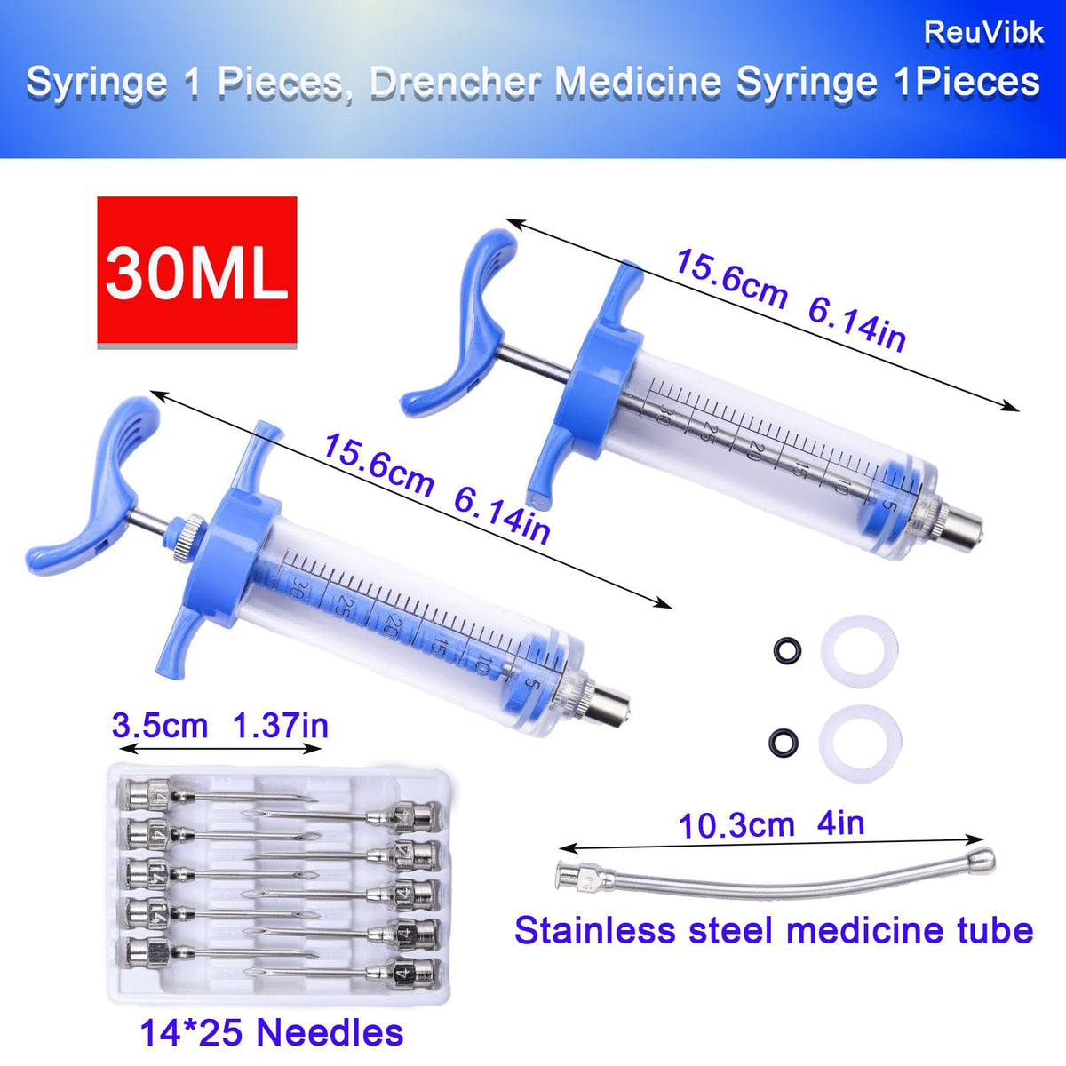 ReuVibk reusable adjustable syringe side view shows adjustable dosing flexibility.