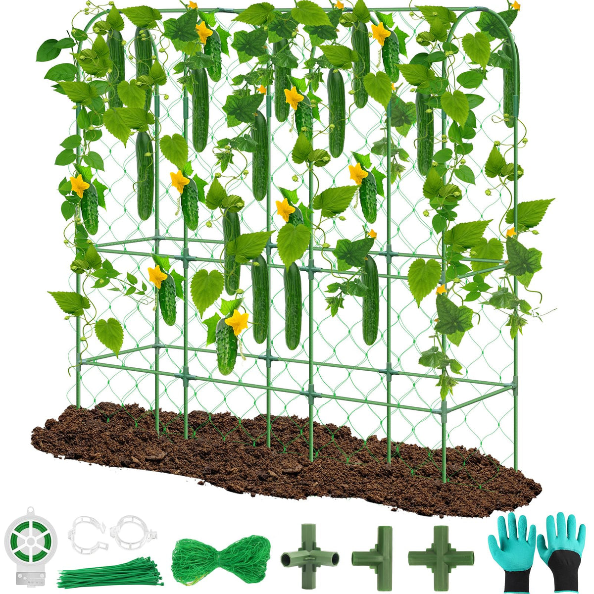 REVICOAR 65x48 U-shape trellis providing sturdy climbing support for cucumbers