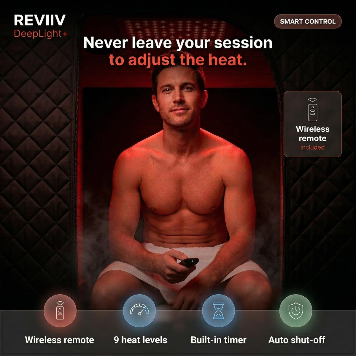 REVIIV included 3L steamer and chair for ready-to-use sauna experience.