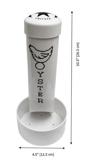 Revolutionary Chicken oyster shell feeder 3 lb capacity supports hens' calcium needs.
