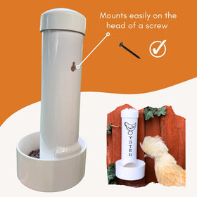 Revolutionary Chicken oyster shell feeder safe for roosters as well.