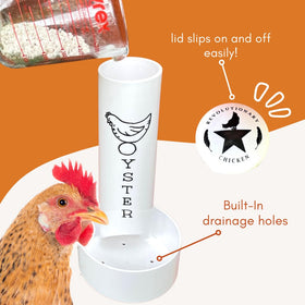 Revolutionary Chicken oyster shell feeder screw-mount design simplifies coop installation.