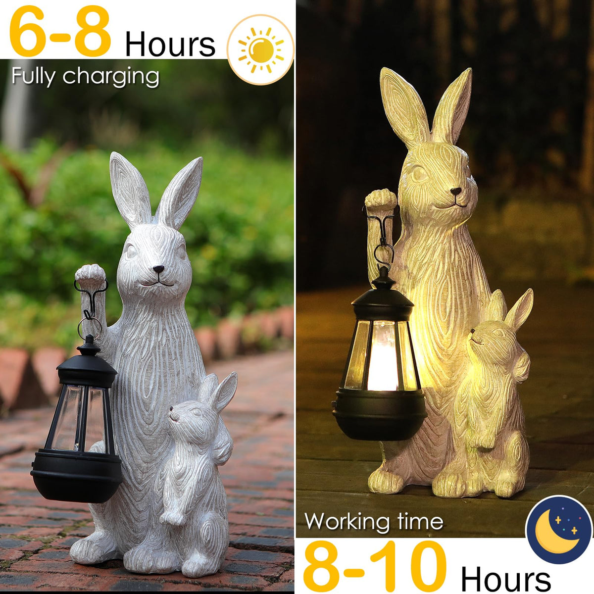REYISO bunny lamp in yard showcases durable resin and weatherproof charm.